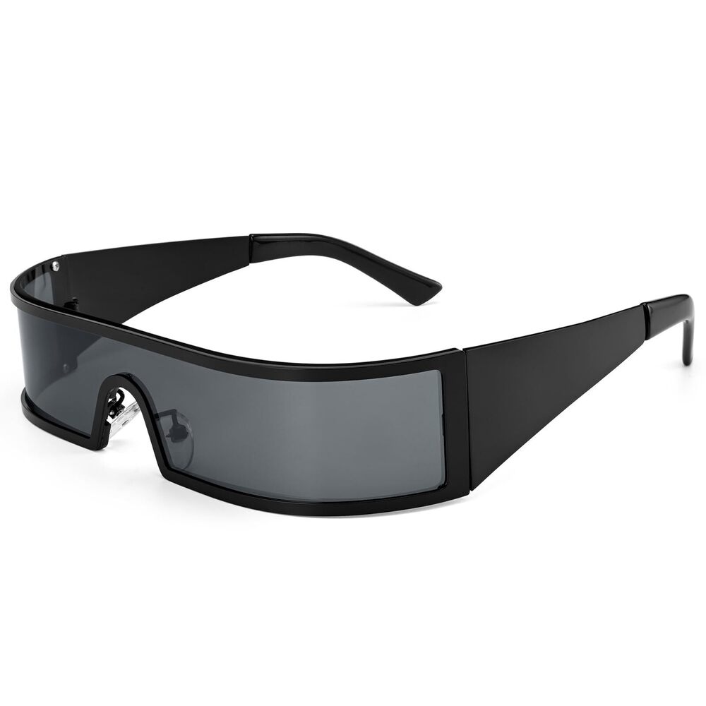 4350 Futuristic Rectangle Y2K Sunglasses Space Cyclops Wrap Around Punk
